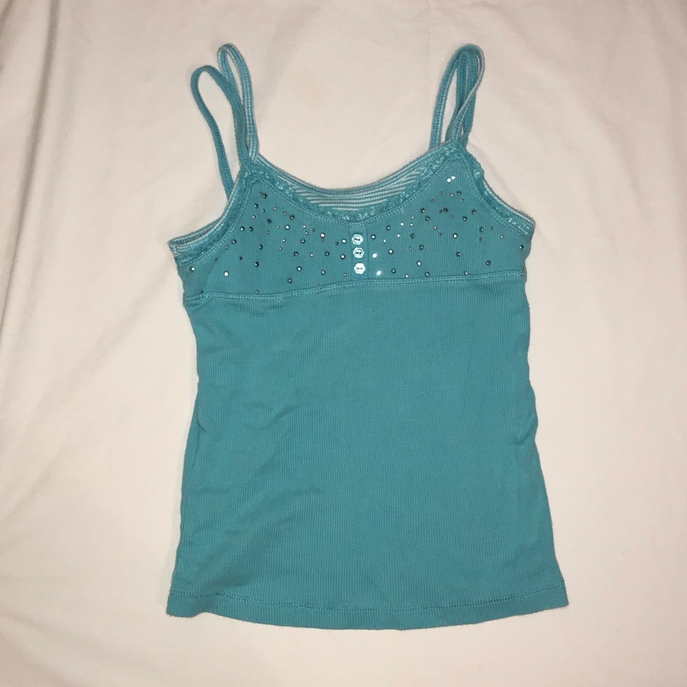 blue tank top with jewels
